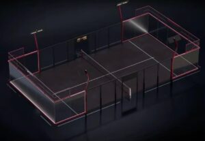 Maquettes 3D photoréalistes d’un terrain de padel